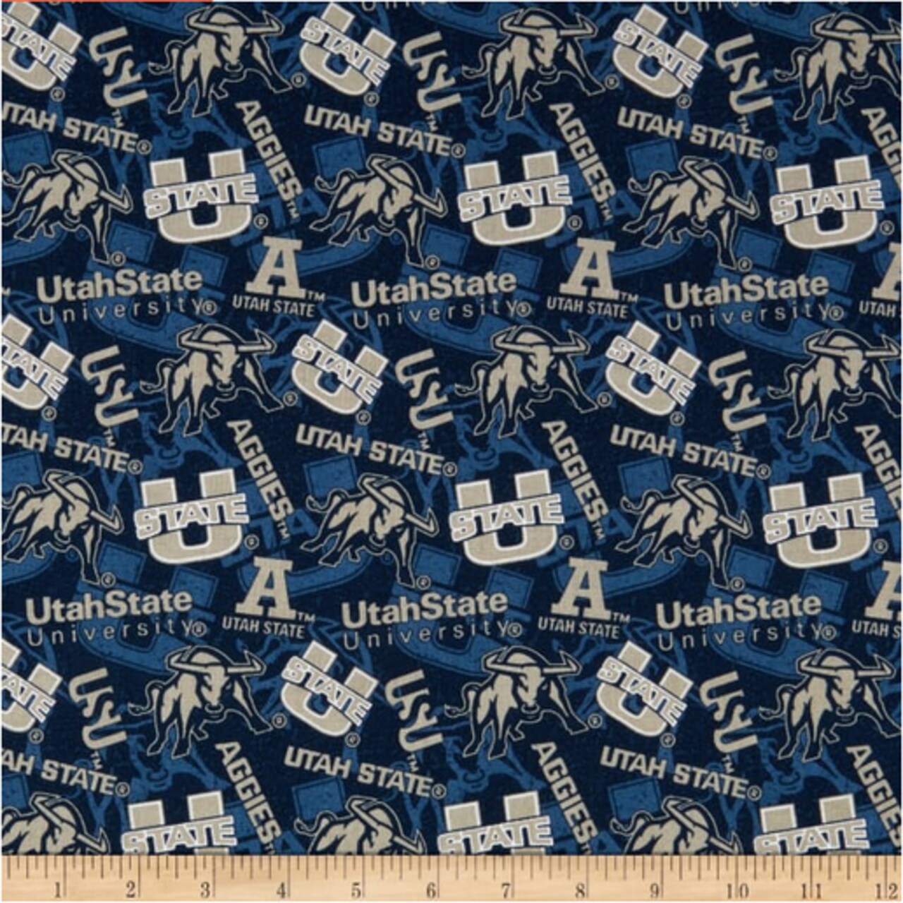 Licensed NCAA Utah State University Tone on Tone USU-1178 Cotton Fabric by the Yard